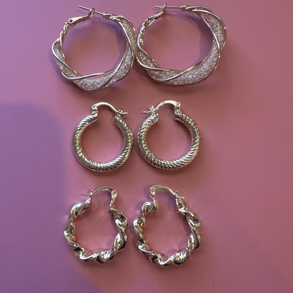3 pairs of hoop earrings